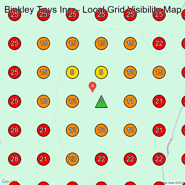 Binkley Toys Inc GeoGrid visibility map for Toy And Game Manufacturer in None